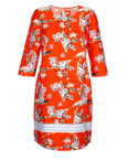 Alba Moda Strandkleid 3/4-arm floral Figurumspielend blickdicht Baumwolle Jerseykleider orange Damen Gr. 48