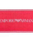 Emporio Armani Saunatuch Unisex Strandtuch - Badetuch, Logo, Baumwolle, Baumwolle