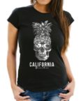 Neverless Print-Shirt Cooles Damen T-Shirt PineappleSkull Sonnenbrille Ananas Totenkopf Slim Fit Neverless® mit Print
