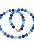 Bella Carina Perlenkette Kette mit Edelstein Perlen Jade 8 mm blau, mit echter Jade