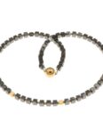 Bella Carina Perlenkette Kette mit Hämatit Würfeln und Würfeln aus 925 Silber vergoldet, mit 3 Würfeln aus 925 Silber, mit Hämatit Würfel Perlen