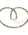 Bella Carina Perlenkette Kette mit Labradorit Würfel Perlen und vergoldeten Silber Würfeln, 925 Silber, mit labradorit Würfeln