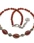 Bella Carina Perlenkette Kette mit Murano Glas Mosaik Perlen, Karneol und Perlen aus 925 Silber, Murano Glas Mosaik Perlen