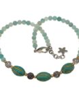Bella Carina Perlenkette Kette mit Murano Glas Mosaik Perlen und Amazonit und Silber Perlen, mit echtem Murano Glas und Perlen aus 925 Silber