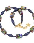 Bella Carina Perlenkette Kette mit Murano Glas Mosaik Perlen und Lapislazuli
