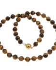 Bella Carina Perlenkette Kette mit Tigerauge Perlen und kleinen goldfarbenen Glasperlen, mit Tigerauge und kleinen goldfarbenen Glasperlen