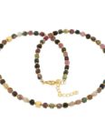 Bella Carina Perlenkette Kette mit Turmalin Würfel Perlen und vergoldeten Silber Würfeln, 42 - 47 cm Länge, mit echten Turmalin Würfeln