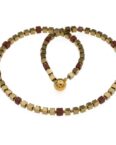 Bella Carina Perlenkette Kette mit Würfel Perlen aus Hämatit und rotem Jaspis, Würfel Perlen