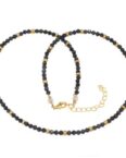 Bella Carina Perlenkette Kette mit echten Saphir Perlen 3 mm facettiert 42 - 47 cm, mit echten Saphir Edelstein Perlen