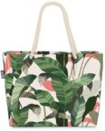 VOID Strandtasche (1-tlg), Pinke Palmenblätter Beach Bag palme blatt floral botanisch Wald tropisch garten