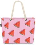VOID Strandtasche (1-tlg), Wassermelone Pink Beach Bag Melone Früchte Frucht Essen Kochen Küche Obst
