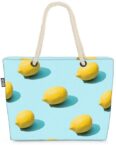 VOID Strandtasche (1-tlg), Zitronen Küche Beach Bag Früchte Frucht Essen Kochen Küche Obst Gesund Sauer