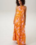 Aniston CASUAL Sommerkleid (mit abnehmbarem Bindeband) mit trendfarbenem, graphischem Blumendruck - NEUE KOLLEKTION