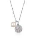 Elli Kette mit Anhänger Kristall Perlenanhänger Elegant Farbe Silber