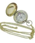 Linoows Dekoobjekt Kompass, Taschenuhren Magnetkompass mit Kette, Taschenuhren Magnetkompass mit Sprungdeckel aus poliertem Messing