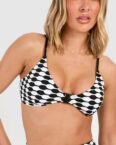 Womens Geo Textured Clasp Detail Bikini Top - Black - 36, Black