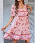 AFAZ New Trading UG Dirndl Lässiges Sommerkleid im Resort-Stil, bedruckt, frisches langes Kleid Lässiges Kleid im Bohemian-Resort-Stil