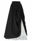 AFAZ New Trading UG Sommerkleid Damen Rock mit Rüsche Spitzensaum Hohe Taille A-Linie Maxirock Langes Spitzenkleid für Damen, modisches und elegantes langes Kleid