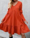 AFAZ New Trading UG Sommerkleid Damen Sommer V-Ausschnitt Locker Fließende Kleider Elegant Spleißkleid