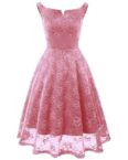 AFAZ New Trading UG Sommerkleid Damen Spitzen Rockabilly Kleid Knielang Rosa Vintage Kleid