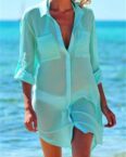 AFAZ New Trading UG Strandkleid Sommer-Damen-Langarm-Strand-Sonnencreme-Shirt und Bluse für Damen Strandkleid Damen Bikini Cover Up