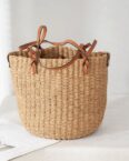 AUKUU Strandtasche Strandtasche Strandtasche für Damen handgewebte Strohtasche, handgewebte Tasche für den Urlaub schlicht und vielseitig