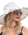 CoolBlauza Sonnenhut Damen Jahrgang Strand Sonnenhut (1-St., Krempe Sommer UV Hüte) Ideal für Reisen, breite Krempe und faltbar