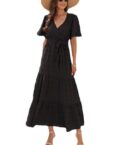 FIDDY A-Linien-Kleid Strandkleid - One-Shoulder-Kleid mit Puffärmeln - Sommerkleid