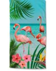 GMD Living Strandtuch FLAMINGO, Motiv: Flamingo Tropen auf der Vorderseite und weiße Rückseite