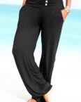 LASCANA Strandhose mit Zierknöpfen und Taschen, Jerseyhose, leicht und elastisch