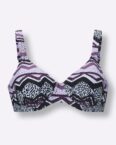 Witt Weiden Damen Bikini-Oberteil violett-schwarz-bedruckt