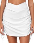 AFAZ New Trading UG Shorts Einfarbige Sommer-Badehose für Damen mit hoher Taille Weiß Badeshorts mit plissiertem String-Bikini