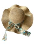 AUKUU Sonnenhut Frühling Frühling und Sommer gewellter Rand Strohhut für Damen im Sommer große Krempe Sonnenschutz Strandhut