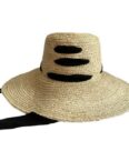 AUKUU Sonnenhut Hut Hut Damen Modischer Band Strohhut mit großer Krempe Sommer Strand Sonnenschutzhut