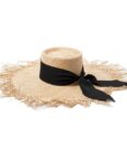 AUKUU Sonnenhut Hut Hut im Damenstil mit gerilltem Fellrand und großer Krempe Strohhut Sonnenschutz am Meer Strandurlaub Sonnenhut