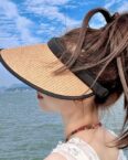 AUKUU Sonnenhut Leerer Leerer oberer Sommer Stroh Sonnenschutzhut mit großer Krempe um das Gesicht zu bedecken und vor UV Strahlen zu