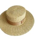 AUKUU Sonnenhut Modischer Modischer Strohhut mit flacher Krempe Sommer Sonnenschutz Strandhut für Damen UV Schutz flacher Hut für