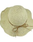 AUKUU Sonnenhut Sommer Sommer Sonnenschutzhut mit großer Krempe für Damen mit Schleife handgefertigter faltbarer Strohhut für Reisen ans