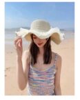 AUKUU Sonnenhut Sonnenschutz Sonnenschutz Strandhut für Damen vielseitiger Sommer Reise Strand Sonnenhut Netzschleife Strohhut mit großer