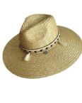 AUKUU Sonnenhut Strohhut Strohhut mit Muschelkette Retro vielseitiger Sonnenschutzhut mit großer Krempe für Damen Sommer