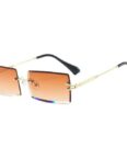 Fivejoy Sonnenbrille Damen Retro Rechteckig Gläser mit Farbverlauf Sonnenbrille Randlos (1-St)