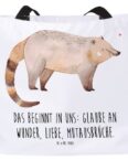 Mr. & Mrs. Panda Shopper Nasenbaer - Weiß - Geschenk, Beutel, Bär, Strandtasche, Nasenbären, N (1-tlg), Modisches Design