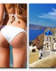 Sinus Art Leinwandbild 2 Bilder je 60x90cm Bikini Mittelmeer Sommer Sexy Griechenland Urlaub Traumhaft