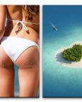 Sinus Art Leinwandbild 2 Bilder je 60x90cm Bikini Sexy Herzinsel Traumurlaub Traumhaft Süden Meer