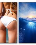Sinus Art Leinwandbild 2 Bilder je 60x90cm Bikini Sexy Meer Wasser Sommer Sonne Strand
