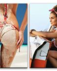 Sinus Art Leinwandbild 2 Bilder je 60x90cm Bikini Sexy Traumfigur Strand Model Florida Weißer Sand