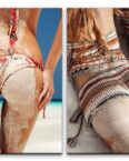 Sinus Art Leinwandbild 2 Bilder je 60x90cm Bikini Sexy Traumfigur Traumstrand Karibik Meer Süden