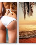 Sinus Art Leinwandbild 2 Bilder je 60x90cm Bikini Süden Traumstrand Palmen Sexy Urlaub Meer