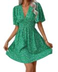 AFAZ New Trading UG Sommerkleid Sommerkleid für Damen mit V-Ausschnitt und mittellangen Ärmeln