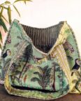 Aurelie Strandtasche Gesteppte Tote Tasche BALU aus Baumwolle, türkise große Strandtasche, Gesteppte Baumwolle Blockprint